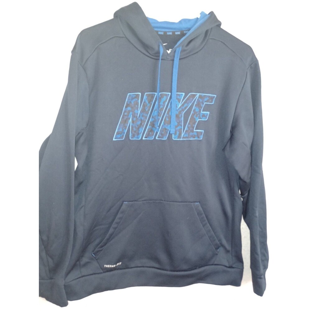 Nike Therma Fit Pullover Hoodie Mens Size Large Blue Pullover Fleece Lined